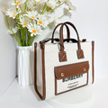 BURBERRY 帆布拼接托特包 23cm_3