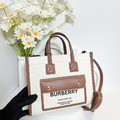 BURBERRY 帆布拼接托特包 23cm_2