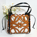 LOEWE Anagram 鏤空小牛皮肩背手提包 小號