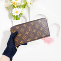 LOUIS VUITTON LV 經典老花金屬拉鍊長夾 粉_4