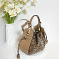 FENDI 棕色FF布料迷你手袋_3