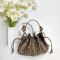FENDI 棕色FF布料迷你手袋