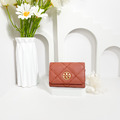 TORY BURCH TB 專櫃款 Willa 菱格卡包 粉橘