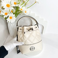 TORY BURCH TB Willa 小香風菱格水桶包 兩用包 白_2