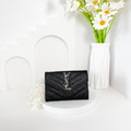 Saint Laurent Paris YSL 信封卡包 黑銀