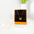 HERMES H POP 經典立體簍空橢圓LOGO項鍊 緗黃