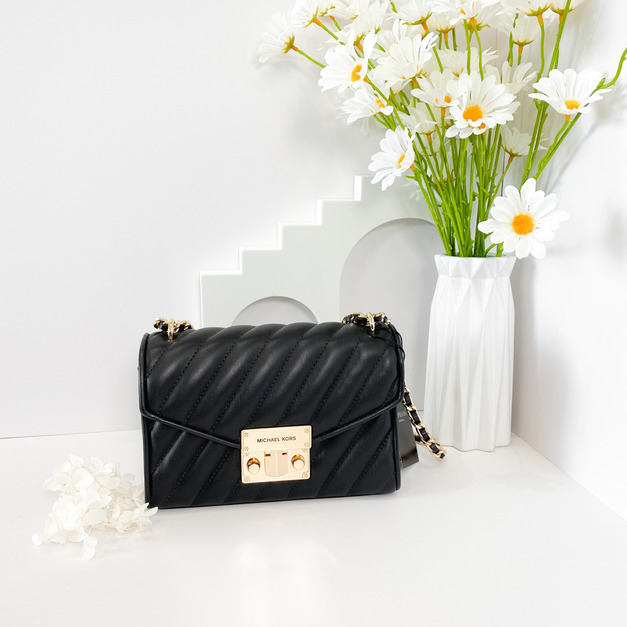 MICHAEL KORS MK ROSE斜紋小香風鍊包 金釦