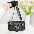 GUCCI GG Marmont 馬夢單肩包 22cm 黑銀_6
