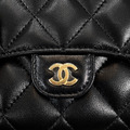 CHANEL 羊皮三折短夾 黑金_4