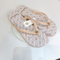 TORY BURCH TB 夾腳拖 菱格金屬LOGO 粉_2