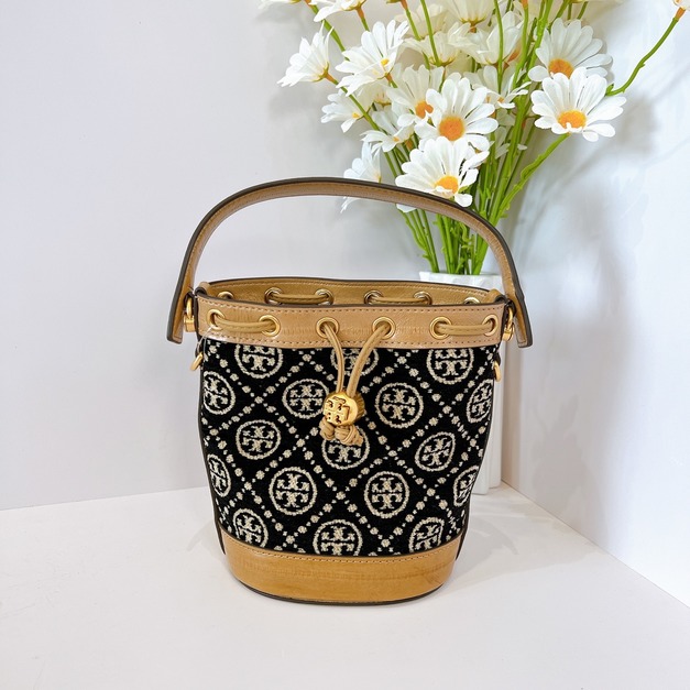 TORY BURCH TB 正櫃款迷你老花水桶 黑