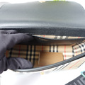 BURBERRY Vintage 格紋拼皮革 Note 斜背包_3