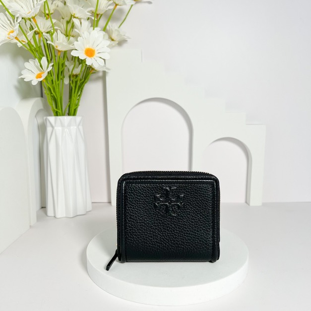 TORY BURCH TB 浮雕LOGO短夾 黑