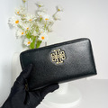 TORY BURCH TB 鏤空金屬LOGO皮革拉鍊長夾_3