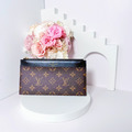LOUIS VUITTON LV 老花拼黑手拿錢袋
