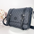 GUCCI 老花郵差側背包 深灰_4