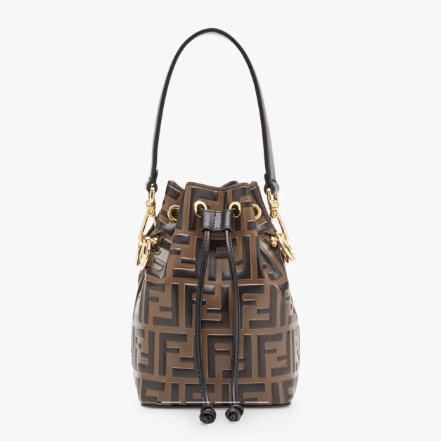 FENDI 迷你水桶 棕色皮革