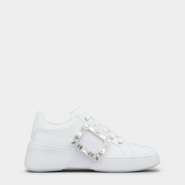 ROGER VIVIER 水鑽搭扣納帕皮革運動鞋