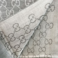 GUCCI 圍巾 雙面滿版經典logo 淺灰色_1