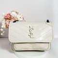 Saint Laurent Paris YSL 揉製小牛皮翻蓋NIKI鏈包 小款 奶白