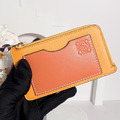 LOEWE 柔軟粒面小牛皮 卡夾零錢包 橘色拼珊瑚粉_6