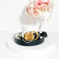 DIOR 30 MONTAIGNE 光滑小牛皮雙面腰帶 黑/奶白 2cm