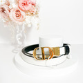 DIOR 30 MONTAIGNE 光滑小牛皮雙面腰帶 黑/奶白 2cm_1