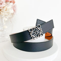 LOEWE 光滑小牛皮雙面 Anagram 腰帶 黑棕 2.8CM
