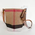 BURBERRY 大格紋水桶包 流蘇款 小號