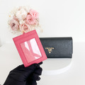 PRADA Saffiano 皮革掀蓋長夾 黑/芙蓉_2