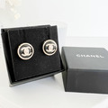 CHANEL 立體鈕釦耳環 黑_7