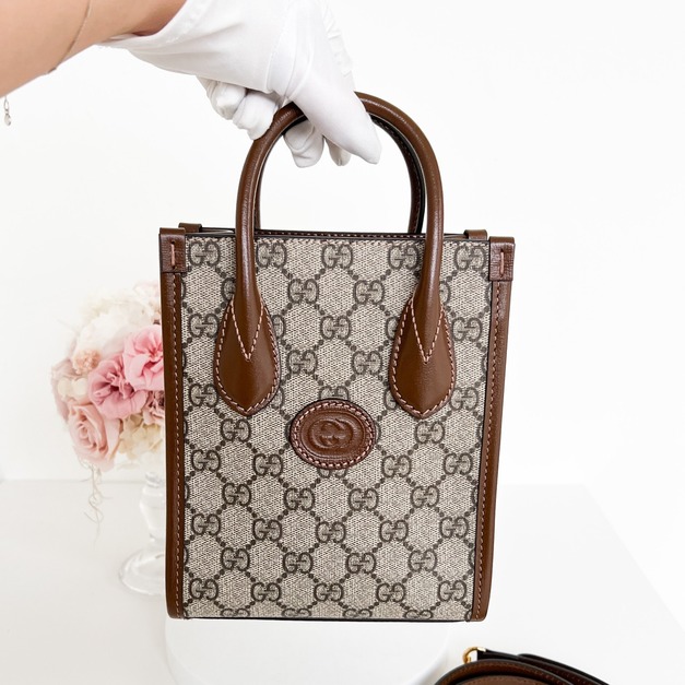 GUCCI GG迷你購物袋 棕