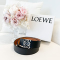 LOEWE 雙面皮帶 銀扣黑棕 3.5cm
