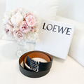 LOEWE 雙面皮帶 銀扣黑棕 3.5cm_2