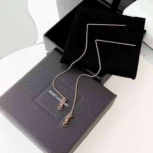 YSL 金色 長螺紋耳環