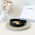 CELINE 凱旋門皮帶 1.3cm 黑金_1