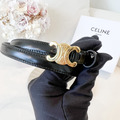 CELINE 凱旋門皮帶 1.3cm 黑金_2