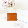 CHLOE 刺繡牛皮卡夾 棕