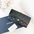 CHANEL CF信封長夾 黑銀牛
