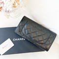 CHANEL CF信封長夾 黑銀牛_2