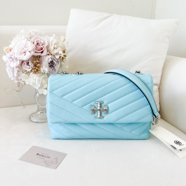 TORY BURCH 羊皮絎縫鏈包 天藍 TB