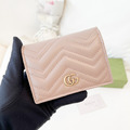 GUCCI GG Marmont 對開短夾 藕粉_1