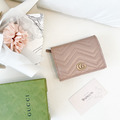 GUCCI GG Marmont 對開短夾 藕粉