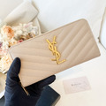 YSL 拉鍊長夾 奶茶金_1