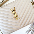 YSL LOU 山形紋流蘇相機包 藕粉_2