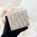 DIOR 馬鞍老花三折短夾 灰_7