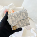 DIOR 馬鞍老花三折短夾 灰