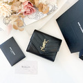 Saint Laurent Paris YSL 新款三折短夾 黑金_1