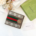 GUCCI 老花拼接GG八卡短夾