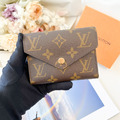 LOUIS VUITTON LV Victorine 桃豆 三折短夾